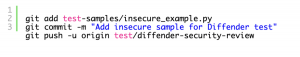 A code snippet that pushes configuration files to github
